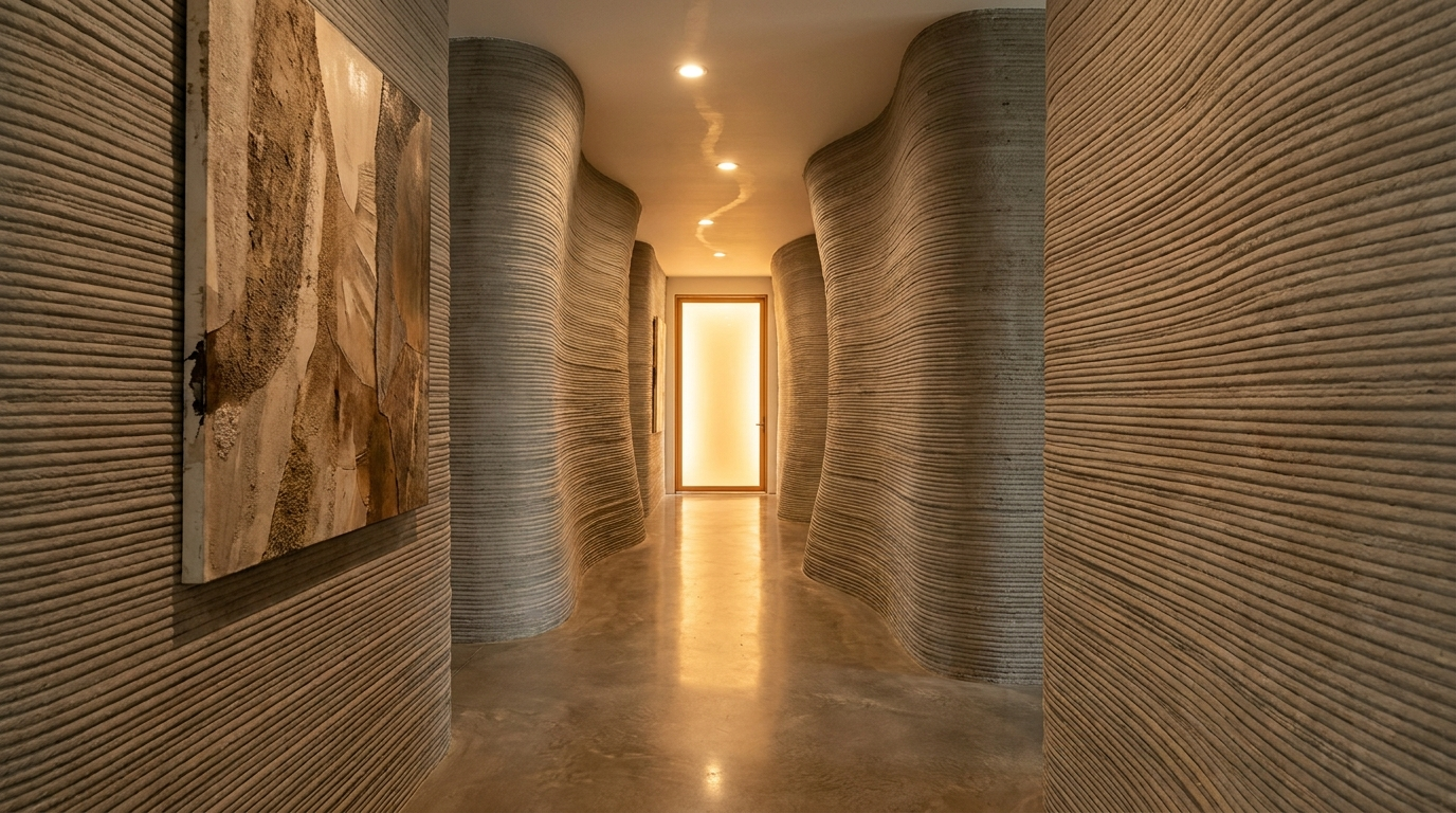Finished ribbed interior corridor
