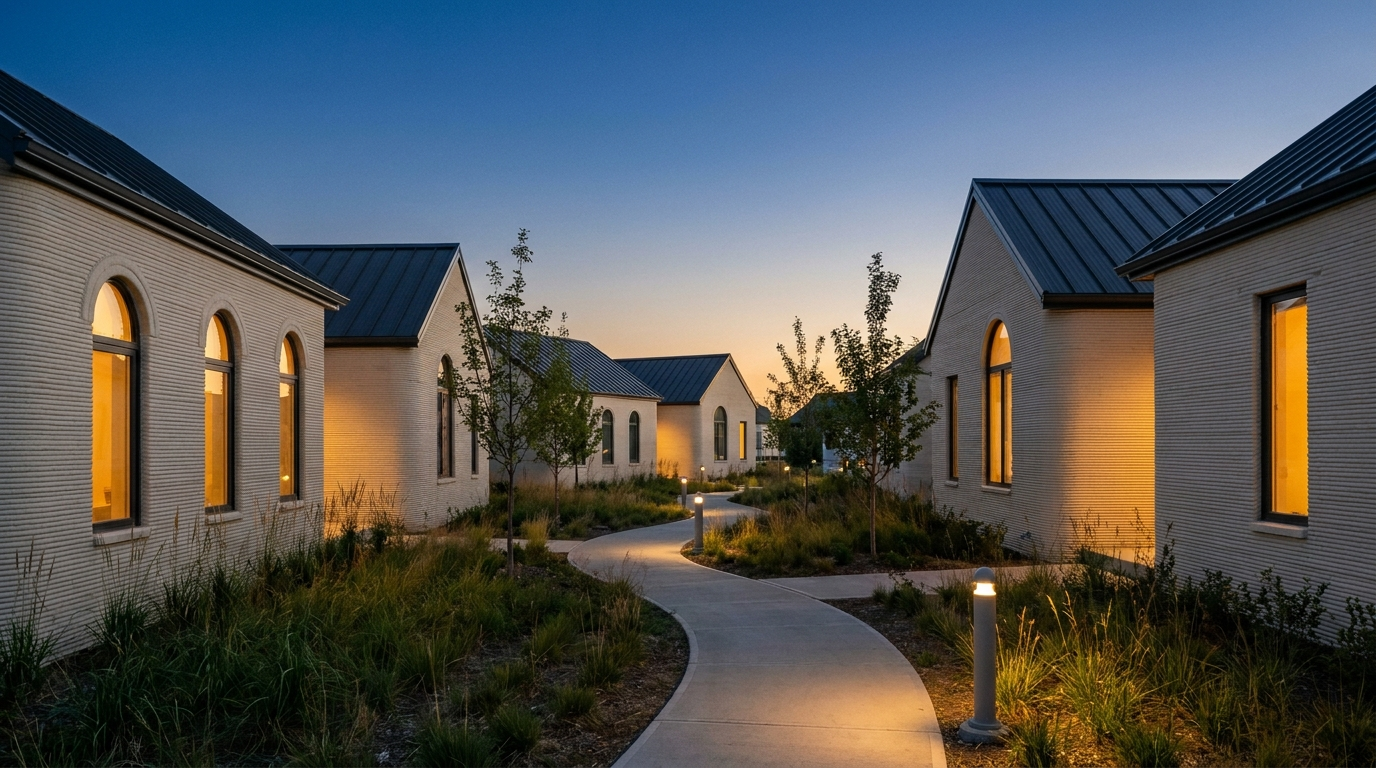 Prepared sites in a printed-home neighborhood